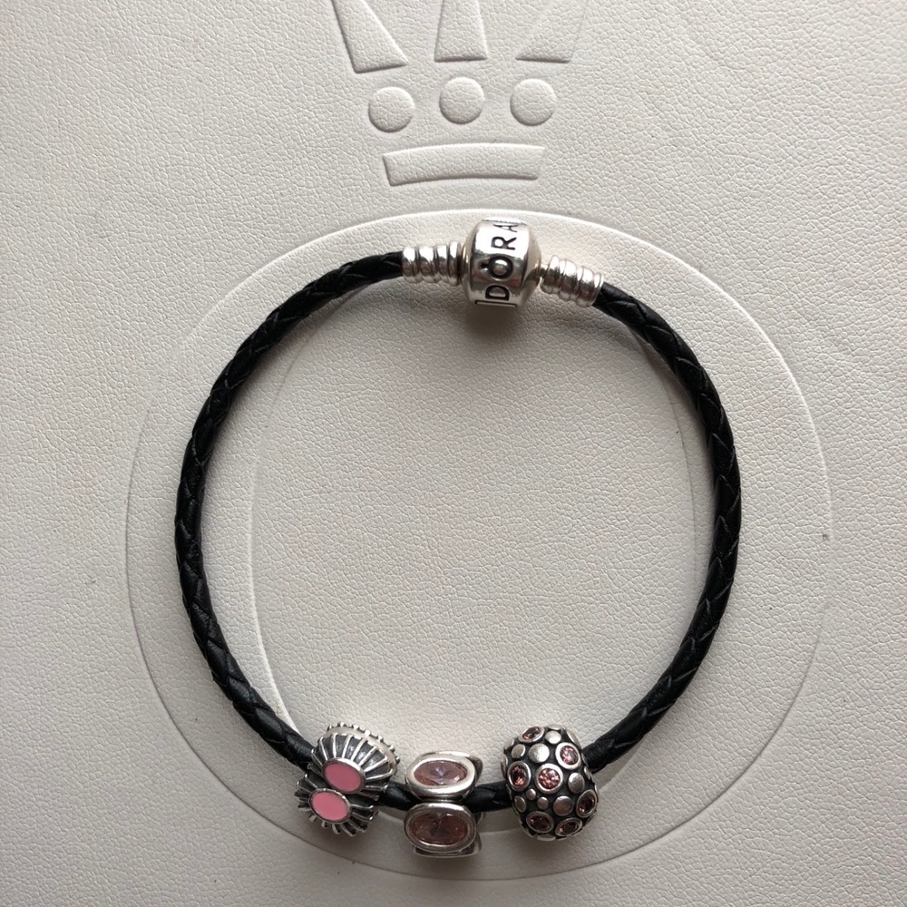 7.1 Black Pandora Leather Bracelet